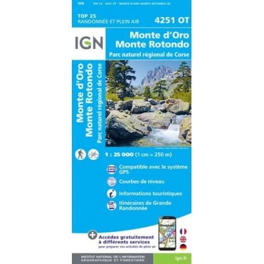 4251OT - Monte d'Oro / Monte Rotondo / PNR de Corse map