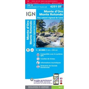 4251OTR - Monte D'Oro / Monte Rotondo / PNR de Corse (Waterproof) map