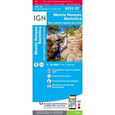 4252OTR - Monte Renoso / Bastelica / PNR de Corse (Waterproof) map