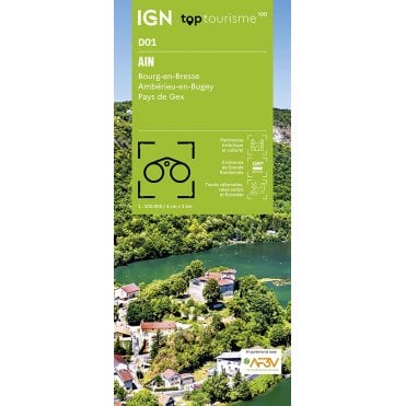Ain / Bourg-en-Bresse Ambérieu-en-Bugey Pays de Gex - IGN TOP100 map D01