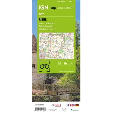 Aisne Saint-Quentin Laon Soissons Château-Thierry - IGN TOP100 map D02