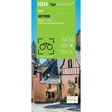 Aveyron - Rodez Millau Grand Causses PNR - IGN TOP100 map D12