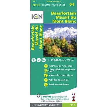 Beaufortin Massif du Mont Blanc - IGN TOP75, map 75004