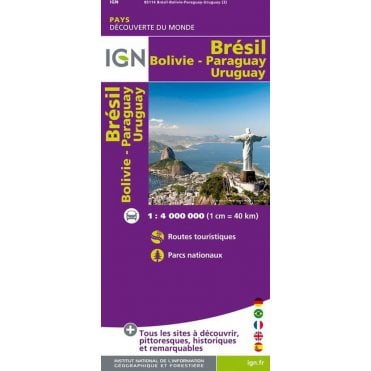 Brazil, Bolivia, Paraguay & Uruguay - IGN Road and tourist map 85114