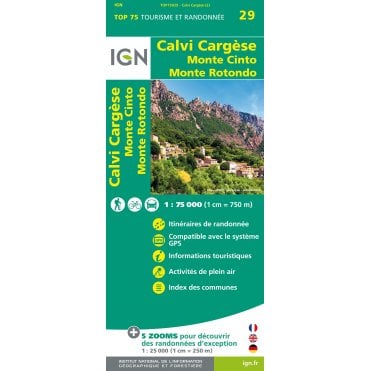 Calvi / Cargèse / Mt Cinto / Mte Rotondo - IGN TOP75, map 75029