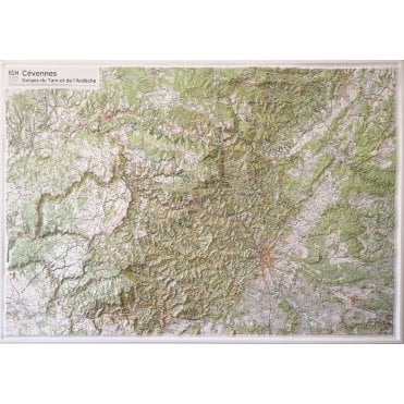 Cevennes - Tarn & Ardeche Gorges 3D relief Wall map