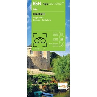Charente - Angoulême Cognac Confolens - IGN TOP100 map D16