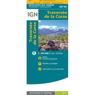 Corsica GR20 traversée - IGN map 89027