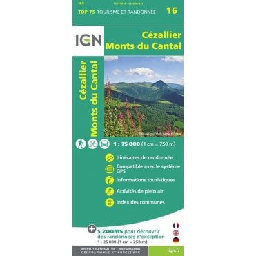 Cézallier / Monts du Cantal - IGN TOP75, map 75016