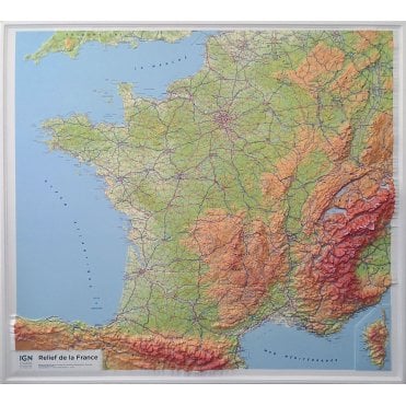 France 3D Relief Wall map