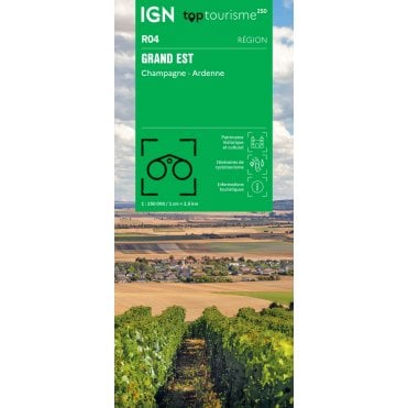 Grand Est, Champagne, Ardenne - IGN regional road map R04