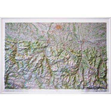 Hautes Pyrenées 3D relief Wall map