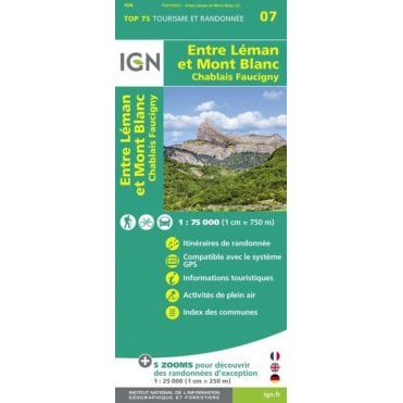 Leman & Mont Blanc entre - Chablais Faucigny - IGN TOP75, map 75007