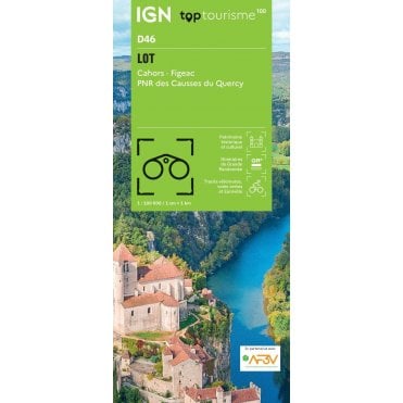 Lot - Cahors Figeac Causses du Quercy PNR - IGN TOP100 map D46