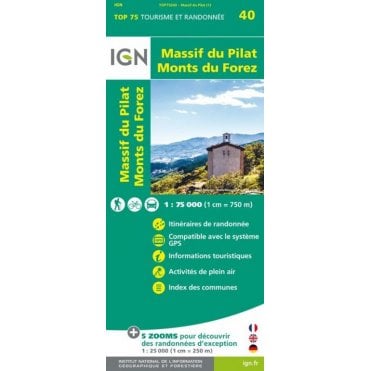 Massif du Pilat - Monts du Forez - IGN TOP75, map 75040