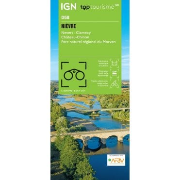 Nièvre Nevers - Clamecy Château-Chinon Morvan PNR - IGN TOP100 map D58