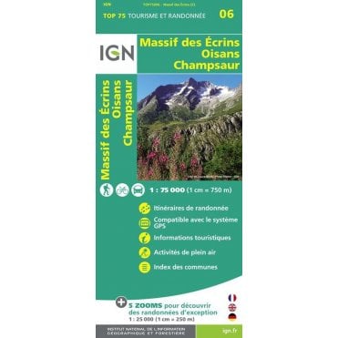 Oisans Champsaur - Massif Ecrins - IGN TOP75, map 75006