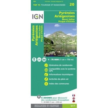Pyrénées Ariégeoises / Mont Valier / Pique d'Estats - IGN TOP75, map 75020