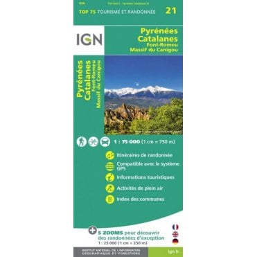 Pyrénées Catalanes / Font-Romeu / Massif Canigou - IGN TOP75, map 75021