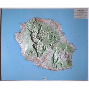 Réunion Island 3D Relief Wall map