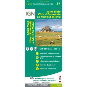 Saint-Malo / Côte d'Emeraude / Mt-Saint-Michel - IGN TOP75, map 75037