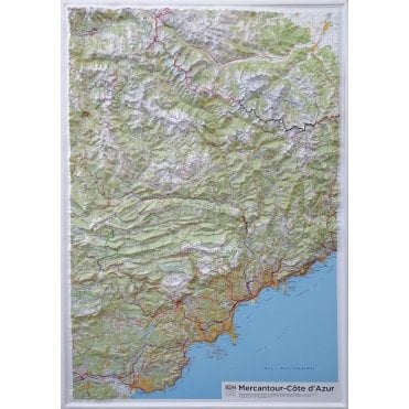 The French Riviera (Côte d'Azur) & Mercantour 3D relief Wall map