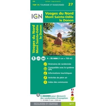 Vosges du Nord / Mont St Odile / Le Donon - IGN TOP75, map 75027