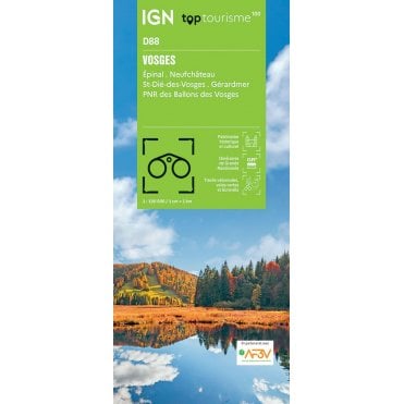 Vosges / Epinal Neufchâteau St-Dié-des-Vosges Gérardmer - IGN TOP100 map D88
