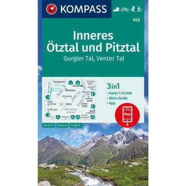 Interior Oetztal and Pitztal, Gurgler Valley, Venter Valley | Kompass hiking map 042