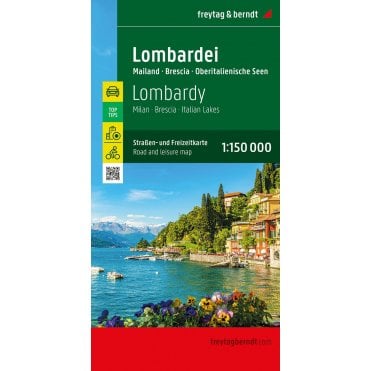 Italy: Lombardy Milan Italian Lakes Road Map with Top 10 Tourist Tips - published by Freytag & Berndt