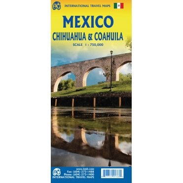 Mexico - Chihuahua & Coahuila States Travel Reference Map