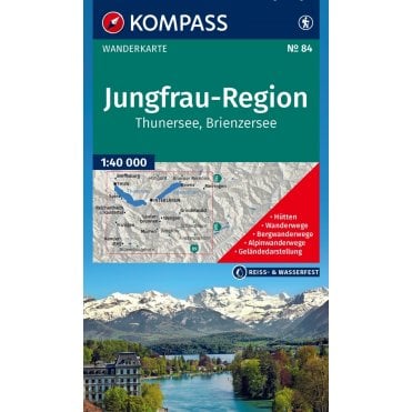 Jungfrau region, Lake Thun, Brienz | Kompass hiking map 84