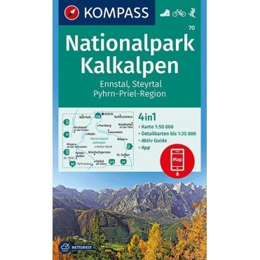 Kalkalpen National Park, Ennstal, Steyrtal, Pyhrn-Priel region | Kompass hiking map 70