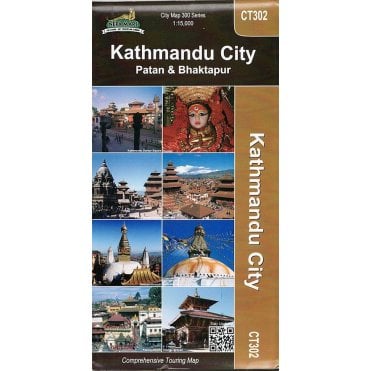 Kathmandu city with Patan & Bhaktapur Street Map. Nepa Map CT302
