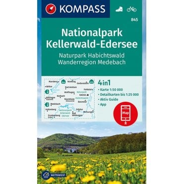 Kellerwald-Edersee National Park, Habichtswald nature park, hiking destination Medebach | Kompass hiking map 845