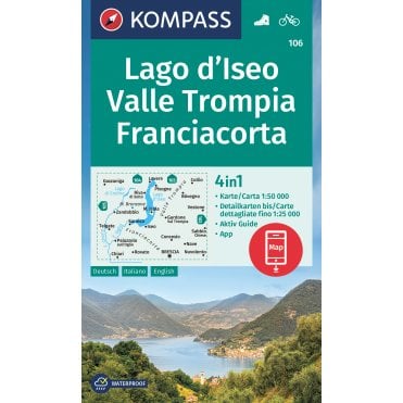 Lake Iseo, Trompia Valley, Franciacorta | Kompass hiking map 106