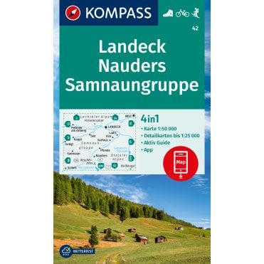 Landeck, Nauders, Samnaungruppe | Kompass hiking map 42