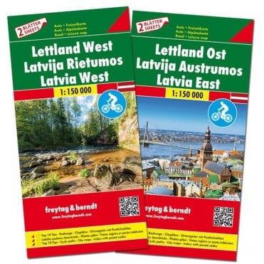 Latvia: East and West - Cycling Two Road Map Set. With Top 1