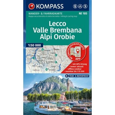 Lecco, Brembana | Kompass hiking map 105