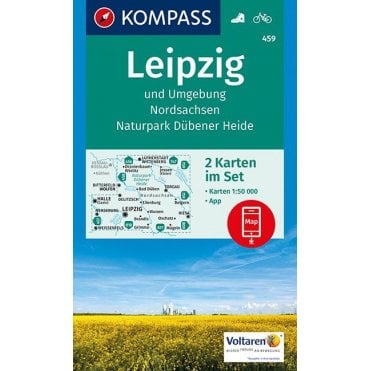 Leipzig and surroundings, North Saxony, Dubener Heide Nature Park (2 map set) | Kompass hiking map 459