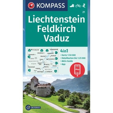 Liechstenstein, Feldkirch, Vaduz | Kompass hiking map 21