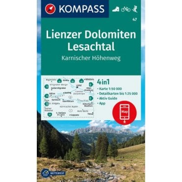 Lienzer Dolomites, Lesach Valley, Carnic High Trail | Kompass hiking map 47