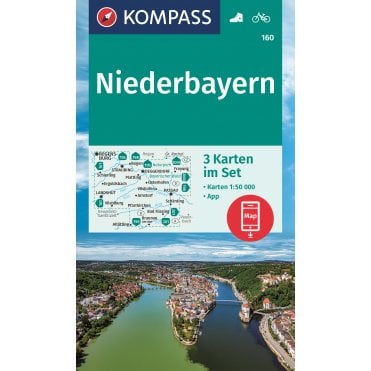 Lower Bavaria (3 map set) | Kompass hiking map 160