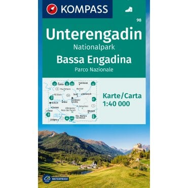 Lower Engadine, Bassa Engadina, National Park, Parco Nazionale | Kompass hiking map 98