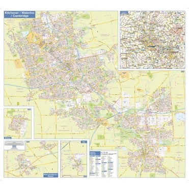 Kitchener Waterloo Cambridge Wall Map - Street Detail