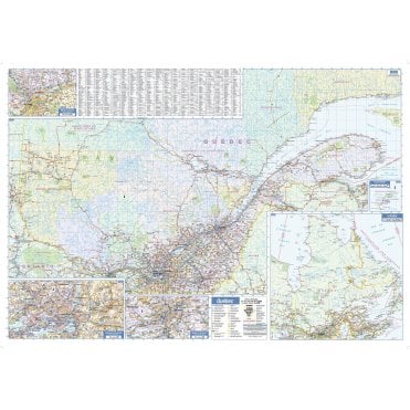 Quebec Province Wall Map - South Portion with North Inset