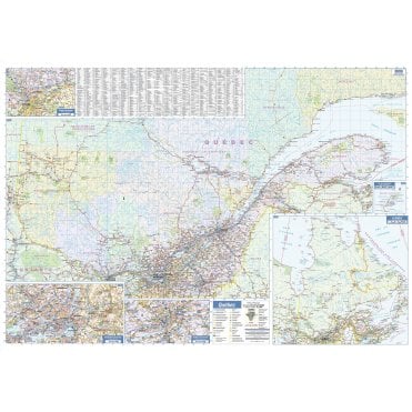 Quebec Province Wall Map - South Portion with North Inset -