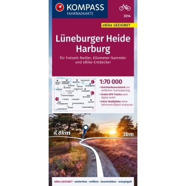 Luneburg Heath, Harburg | Kompass cycling map 3314