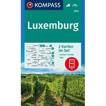 Luxembourg (2 map set) | Kompass hiking map 2202