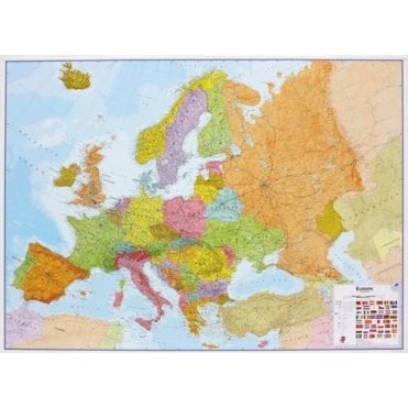 Europe Political Paper Wall Map - (Large) 1:4.3 Million